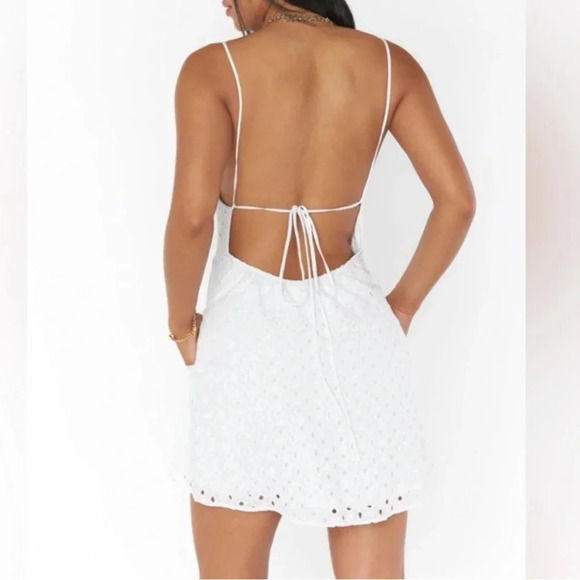 Show Me Your Mumu Out of Town Mini Dress White Eyelet Size Small - Picture 2 of 6